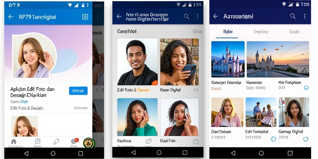 Antarmuka aplikasi RP79 yang intuitif dan fungsi edit foto yang canggih.