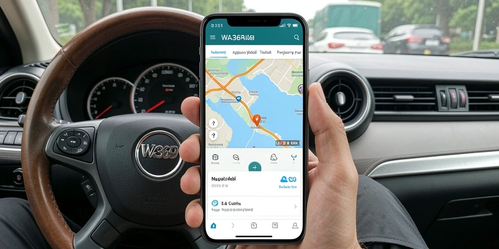 Tampilan antarmuka WA369 aplikasi Navigasi Mobil yang user-friendly.