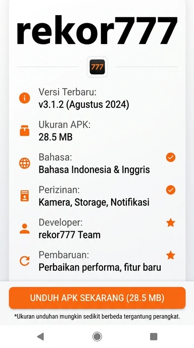 Tampilan halaman APK rekor777