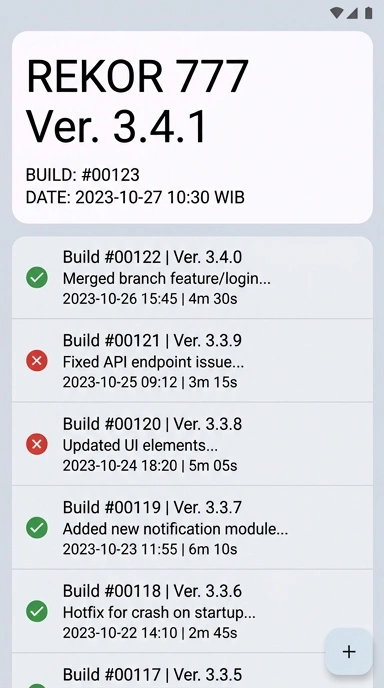 Tampilan riwayat versi rekor777
